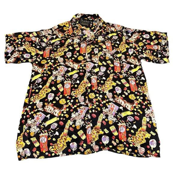 Nicole Miller Silk Shirt with Candy Jelly Chocolate  Fun Party Print  Unique - Picture 1 of 8